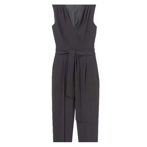 V-neck black jumpsuit